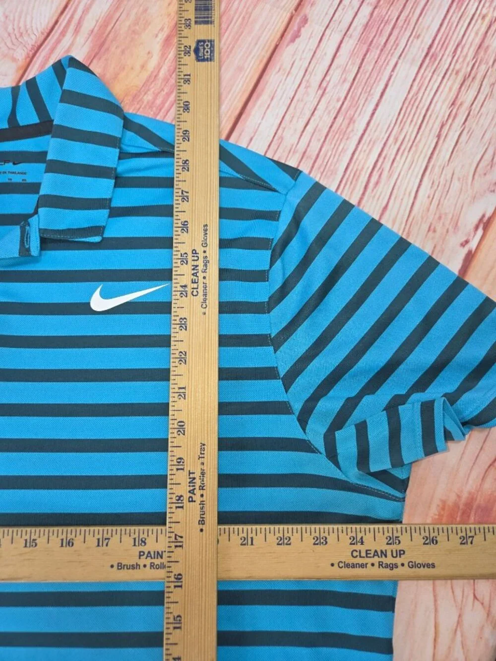 Nike Golf Striped Dri-Fit Polo Shirt XL Blue & Black Standard Fit Lightweight